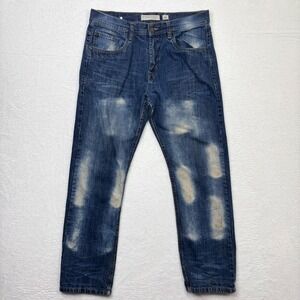 Evolution in Design Mens Jeans 36x32 Blue Cotton Denim Distressed‎ Fits 29x35
